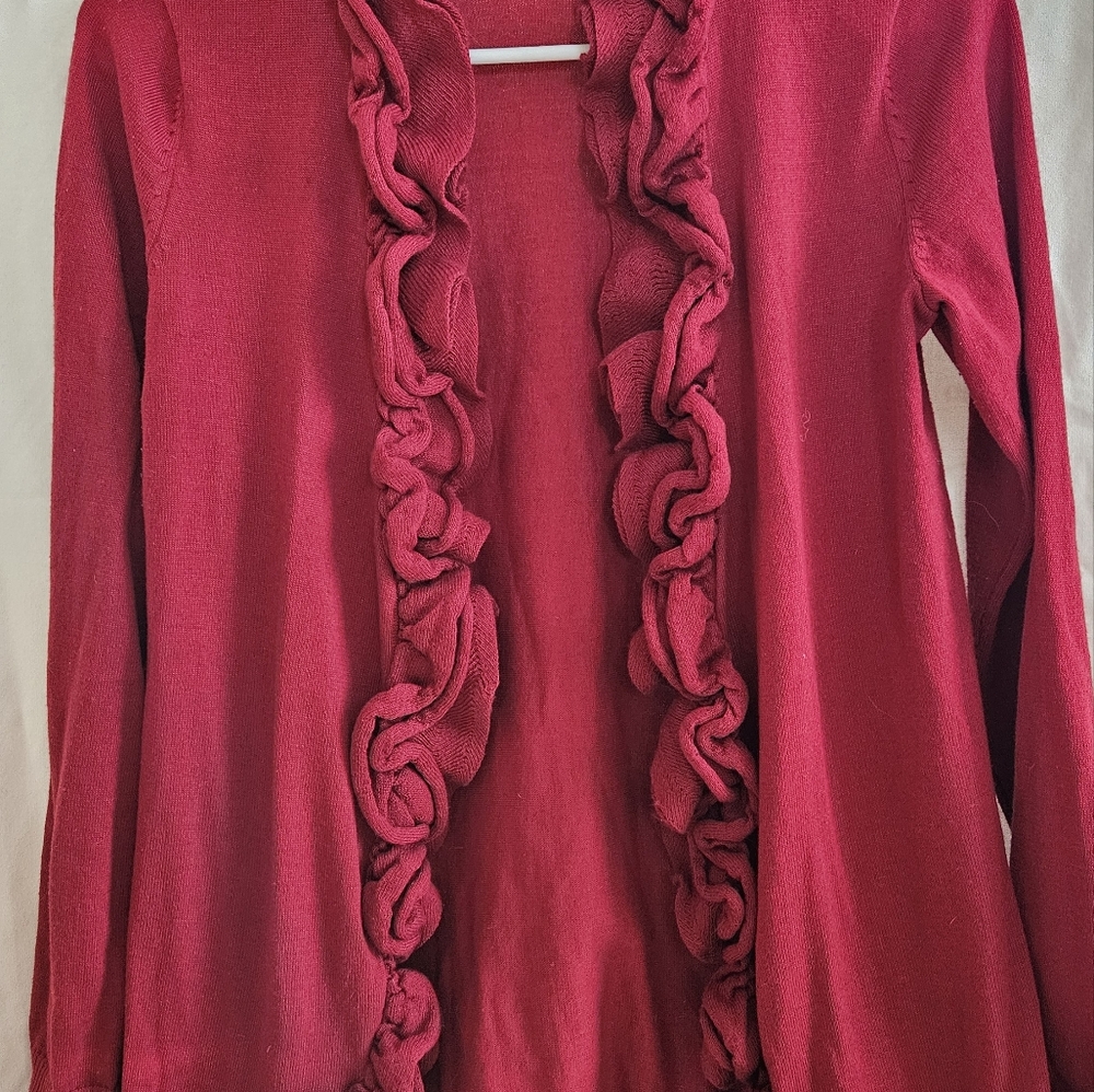 Ruffled Red Cardigan XS